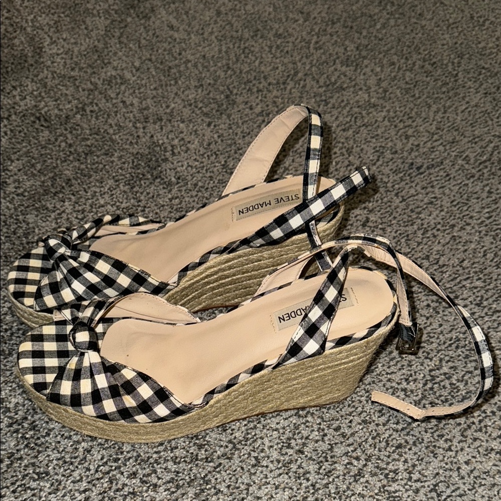 Steve Madden Black and White Gingham wedge